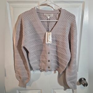 Chelsea & Theodore Beige Knit Cardigan